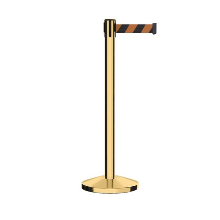 MONTOUR LINE Stanchion Belt Barrier Pol.Brass Post 11ft. Blk/Or Belt M630-PB-BOD-110